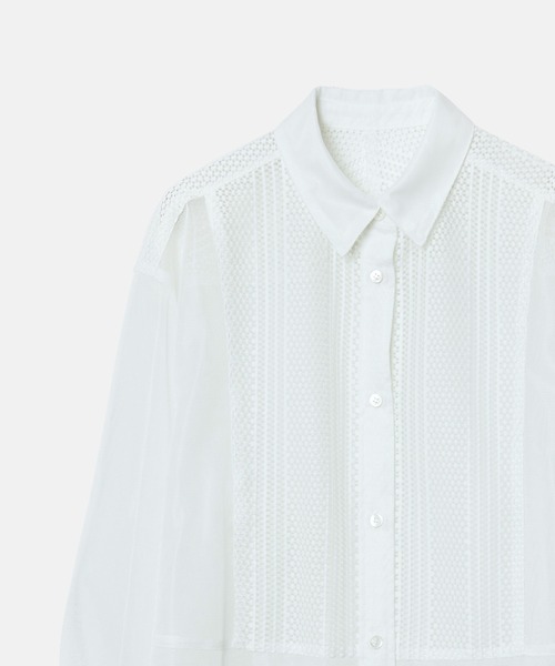 LE CIEL BLEU(ルシェルブルー)の「レースアンドメッシュコンボシャツ / Lace & Mesh Combo Shirt(シャツ/ブラウス・レディース・ブラック/オフホワイト・36)」の10枚目の写真
