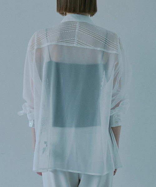 LE CIEL BLEU(ルシェルブルー)の「レースアンドメッシュコンボシャツ / Lace & Mesh Combo Shirt(シャツ/ブラウス・レディース・ブラック/オフホワイト・36)」の8枚目の写真