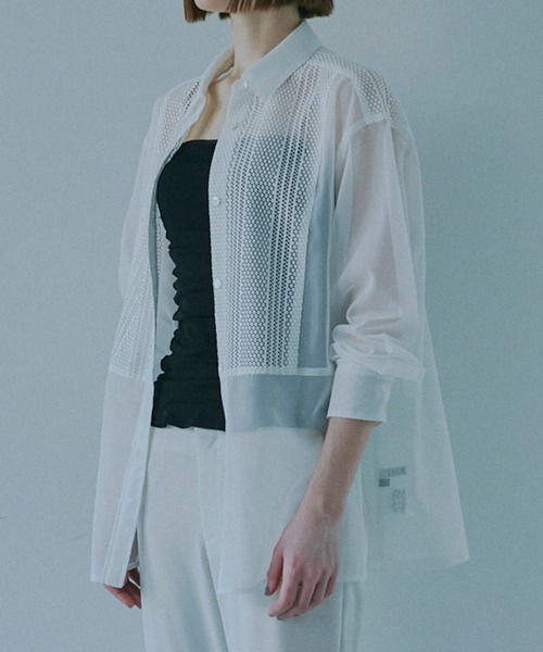 LE CIEL BLEU(ルシェルブルー)の「レースアンドメッシュコンボシャツ / Lace & Mesh Combo Shirt(シャツ/ブラウス・レディース・ブラック/オフホワイト・36)」の5枚目の写真