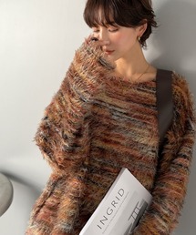 ニット/セーター（オレンジ/橙色系・ストライプ柄）ファッション通販