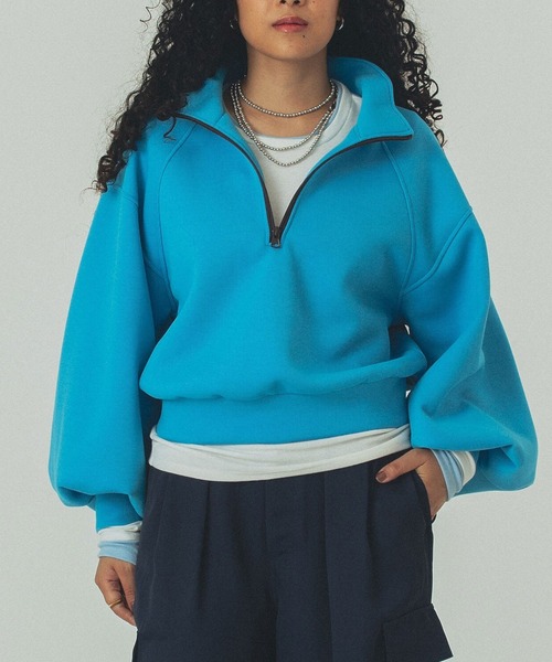 セール】(mici)VOLUME SLEEVE ZIP UP TOP（スウェット）｜ROSE BUD 