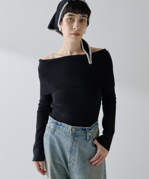 Whim gazette オフショルニットプルオーバー Whim Gazette｜【THE PAUSE】オフショルニットプルオーバー