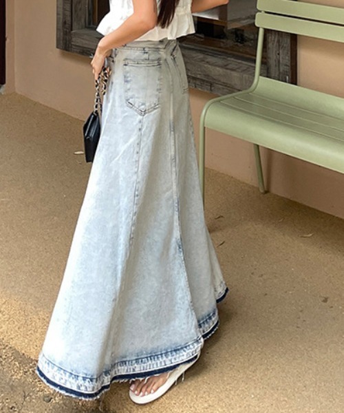 FREE STYLISTS(フリー スタイリスト)の「YUGA_YGMC Denim A-line long skirt(デニムスカート・レディース・ブルー・S/M/L)」の4枚目の写真