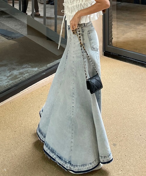 FREE STYLISTS(フリー スタイリスト)の「YUGA_YGMC Denim A-line long skirt(デニムスカート・レディース・ブルー・S/M/L)」の6枚目の写真