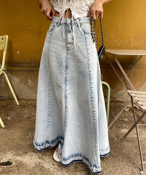 FREE STYLISTS(フリー スタイリスト)の「YUGA_YGMC Denim A-line long skirt(デニムスカート・レディース・ブルー・S/M/L)」の7枚目の写真