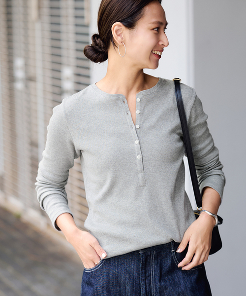 セール】コットンリブヘンリーカットソー（Tシャツ/カットソー