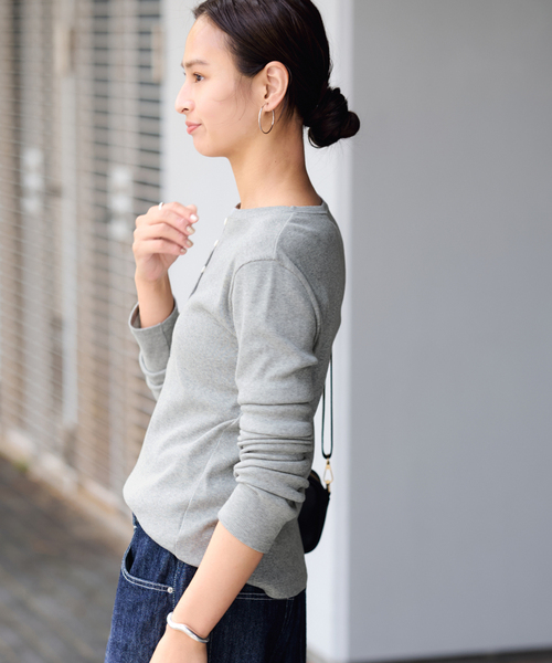 セール】コットンリブヘンリーカットソー（Tシャツ/カットソー