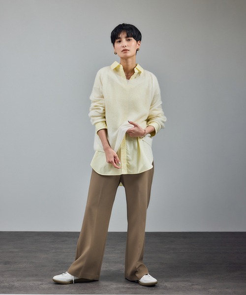 SALON adam et rope'（サロン アダム エ ロペ）の「ストレッチセミフレアスタイルアップパンツ / セットアップ対応（スラックス・レディース・ブラック/オフホワイト/ベージュ系その他・S/M）」の10枚目の写真