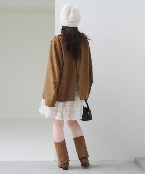 Kastane（カスタネ）の「【春まで使える！】スウェードジャケット（テーラードジャケット・レディース・ダークブラウン/ブラック/キャメル・FREE）」の7枚目の写真