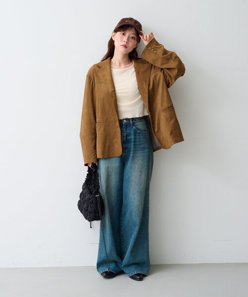 Kastane（カスタネ）の「【春まで使える！】スウェードジャケット（テーラードジャケット・レディース・ダークブラウン/ブラック/キャメル・FREE）」の10枚目の写真