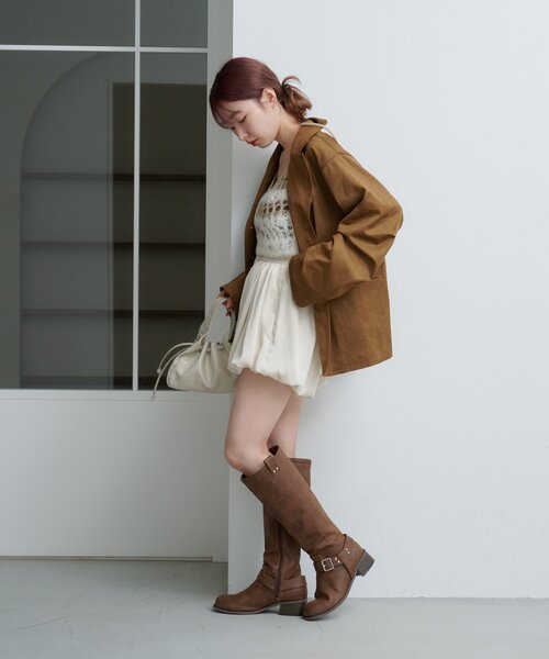 A*a様 Kastane ダブルジップ スウェードブルゾン ダブルジップ】フリル