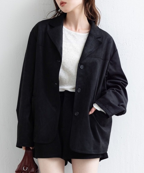 Kastane（カスタネ）の「【春まで使える！】スウェードジャケット（テーラードジャケット・レディース・ダークブラウン/ブラック/キャメル・FREE）」の2枚目の写真