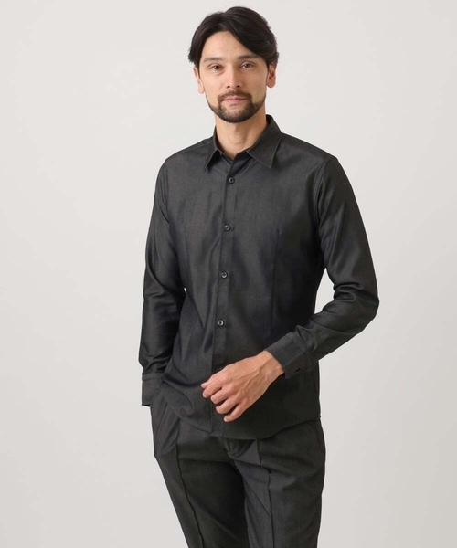 MICHEL KLEIN HOMME   （ミッシェルクランオム）の「【セットアップ】デニム調長袖シャツ（シャツ/ブラウス・メンズ・ブルー/ブラック・MEDIUM/LARGE/X-LARGE）」の2枚目の写真