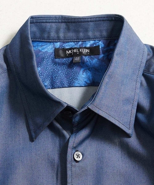 MICHEL KLEIN HOMME   （ミッシェルクランオム）の「【セットアップ】デニム調長袖シャツ（シャツ/ブラウス・メンズ・ブルー/ブラック・MEDIUM/LARGE/X-LARGE）」の3枚目の写真