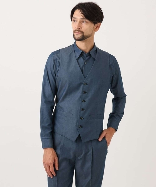 MICHEL KLEIN HOMME   （ミッシェルクランオム）の「【セットアップ】デニム調長袖シャツ（シャツ/ブラウス・メンズ・ブルー/ブラック・MEDIUM/LARGE/X-LARGE）」の6枚目の写真