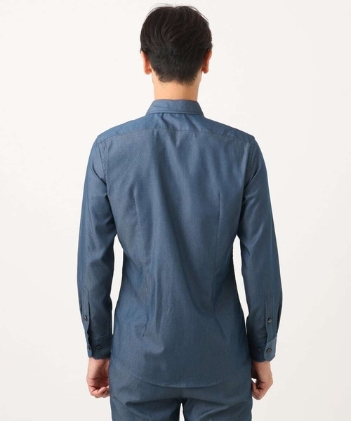 MICHEL KLEIN HOMME   （ミッシェルクランオム）の「【セットアップ】デニム調長袖シャツ（シャツ/ブラウス・メンズ・ブルー/ブラック・MEDIUM/LARGE/X-LARGE）」の10枚目の写真