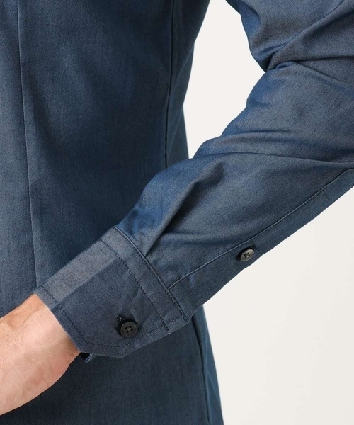 MICHEL KLEIN HOMME   （ミッシェルクランオム）の「【セットアップ】デニム調長袖シャツ（シャツ/ブラウス・メンズ・ブルー/ブラック・MEDIUM/LARGE/X-LARGE）」の12枚目の写真