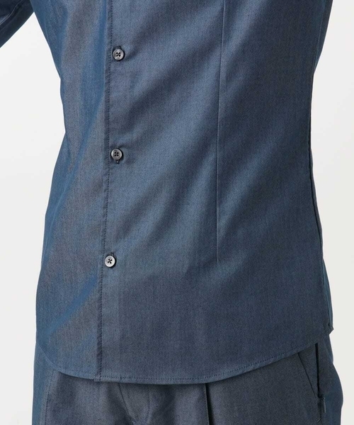 MICHEL KLEIN HOMME   （ミッシェルクランオム）の「【セットアップ】デニム調長袖シャツ（シャツ/ブラウス・メンズ・ブルー/ブラック・MEDIUM/LARGE/X-LARGE）」の13枚目の写真