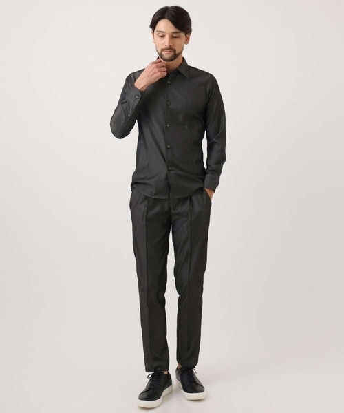 MICHEL KLEIN HOMME   （ミッシェルクランオム）の「【セットアップ】デニム調長袖シャツ（シャツ/ブラウス・メンズ・ブルー/ブラック・MEDIUM/LARGE/X-LARGE）」の15枚目の写真