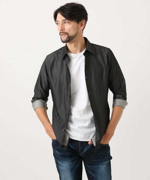 MICHEL KLEIN HOMME   （ミッシェルクランオム）の「【セットアップ】デニム調長袖シャツ（シャツ/ブラウス・メンズ・ブルー/ブラック・MEDIUM/LARGE/X-LARGE）」の17枚目の写真