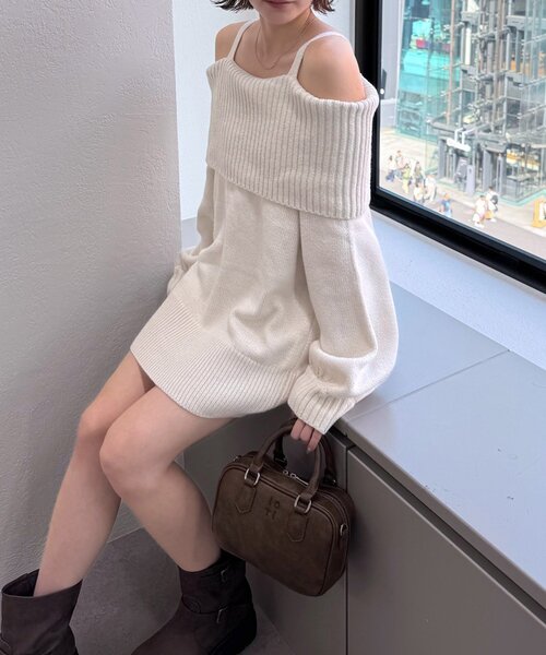 mline（エムライン）の「[mline]【大好評リバイバル！】オフショルミニニットワンピ（ニット/セーター・レディース・ブルー/グレー/チャコールグレー/アイボリー・FREE）」の17枚目の写真