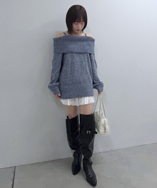 mline（エムライン）の「[mline]【大好評リバイバル！】オフショルミニニットワンピ（ニット/セーター・レディース・ブルー/グレー/チャコールグレー/アイボリー・FREE）」の8枚目の写真