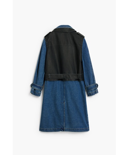 Desigual(デシグアル)の「デニム トレンチ×レザーベスト ジャケット(トレンチコート・レディース・ブルー・S/M/L/XL/XS)」の3枚目の写真