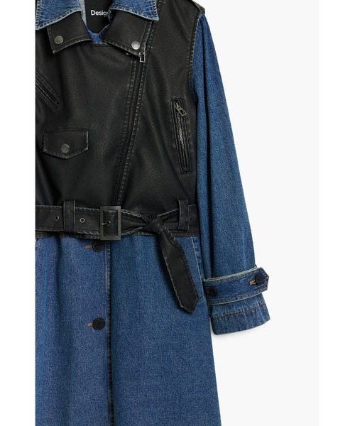 Desigual(デシグアル)の「デニム トレンチ×レザーベスト ジャケット(トレンチコート・レディース・ブルー・S/M/L/XL/XS)」の4枚目の写真