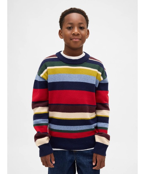GAP（ギャップ）の「Cashsoft カシミヤタッチ リラックスフィット クルーネックセーター (キッズ)（ニット/セーター・キッズ・マルチ/ネイビー・150cm/140cm/130cm/120cm/110cm/160cm）」の2枚目の写真