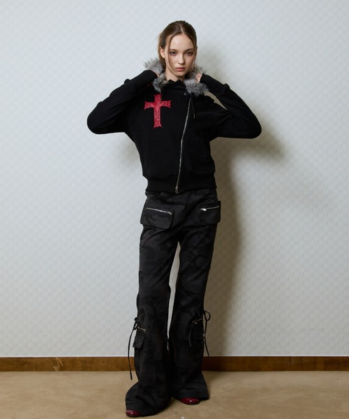 LUVISTRUE(ラヴイズトゥルー)の「GT FUR UNBALANCE HOOD ZIP UP(パーカー・レディース・ブラック/グレー/カモフラージュ・FREE)」の10枚目の写真