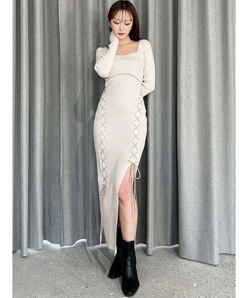 セール】レースアップタイトニットワンピース（ワンピース）｜RESEXXY