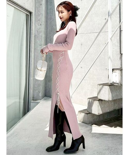 セール】レースアップタイトニットワンピース（ワンピース）｜RESEXXY