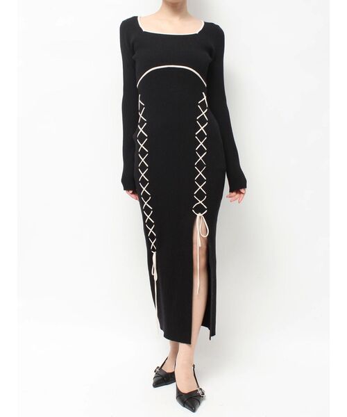 セール】レースアップタイトニットワンピース（ワンピース）｜RESEXXY