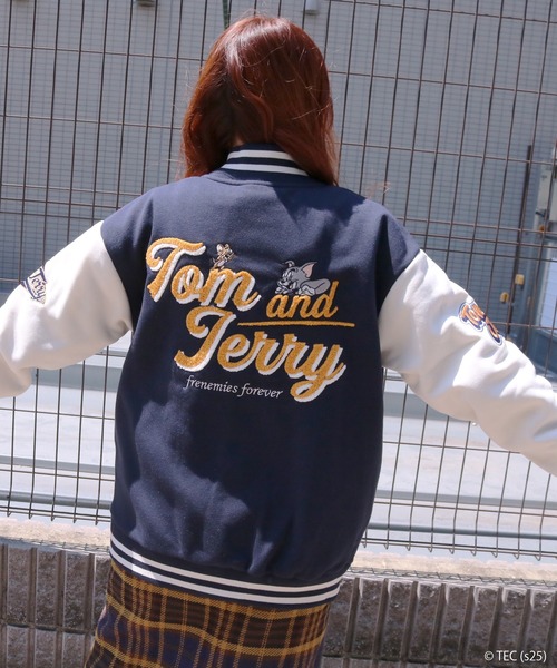 Tom&Jerry(トムアンドジェリー)の「【公式】トムとジェリー 裏起毛サガラ刺繍スタジャン(スタジャン・レディース・ネイビー/ブラック・M/L)」の8枚目の写真