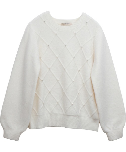 libelle more(リベル モア)の「パール付きダイヤ柄ニットプルオーバー(ニット/セーター・レディース・オフホワイト/チャコールグレー/ベージュ・M)」の14枚目の写真