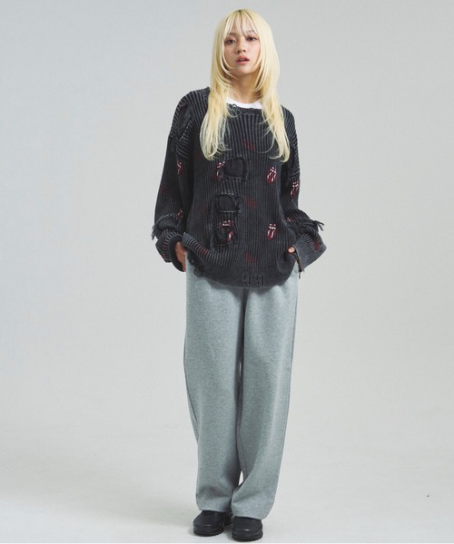 JACKROSE（ジャックローズ）の「B-TRS-Lips&Tongue-ダメージグランジニット（ニット/セーター・メンズ・ブラック/ブラック系2・M/L）」の22枚目の写真