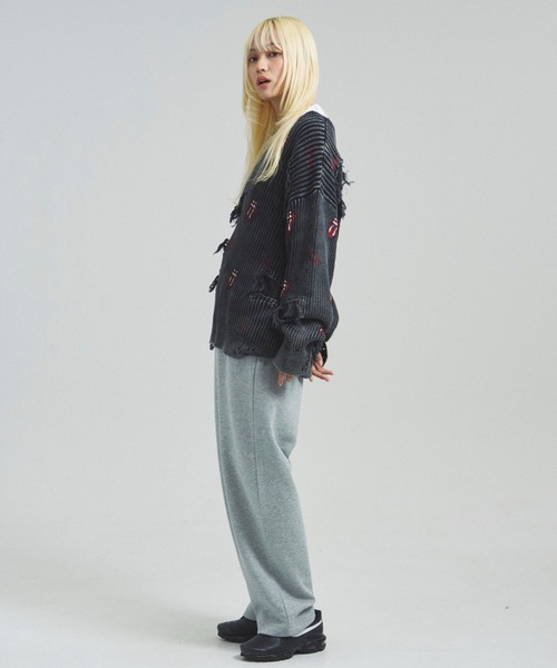 JACKROSE（ジャックローズ）の「B-TRS-Lips&Tongue-ダメージグランジニット（ニット/セーター・メンズ・ブラック/ブラック系2・M/L）」の18枚目の写真