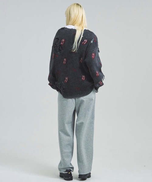 JACKROSE（ジャックローズ）の「B-TRS-Lips&Tongue-ダメージグランジニット（ニット/セーター・メンズ・ブラック/ブラック系2・M/L）」の17枚目の写真