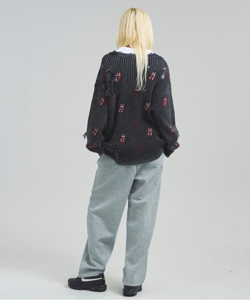 JACKROSE（ジャックローズ）の「B-TRS-Lips&Tongue-ダメージグランジニット（ニット/セーター・メンズ・ブラック/ブラック系2・M/L）」の16枚目の写真