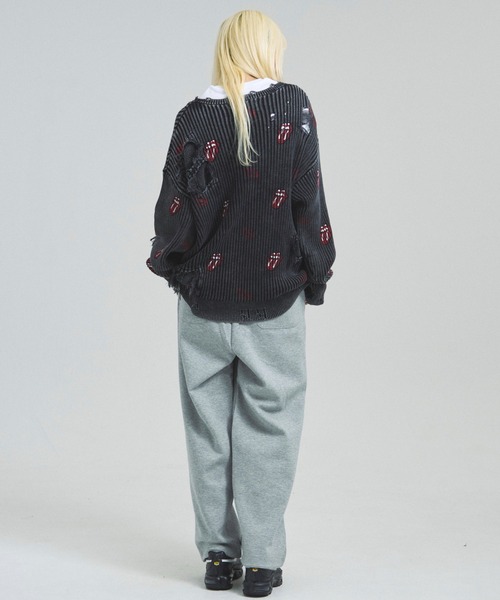 JACKROSE（ジャックローズ）の「B-TRS-Lips&Tongue-ダメージグランジニット（ニット/セーター・メンズ・ブラック/ブラック系2・M/L）」の15枚目の写真