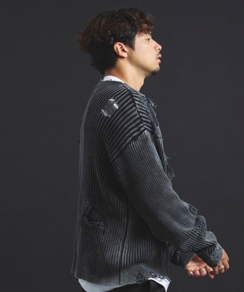 JACKROSE（ジャックローズ）の「B-TRS-Lips&Tongue-ダメージグランジニット（ニット/セーター・メンズ・ブラック/ブラック系2・M/L）」の11枚目の写真