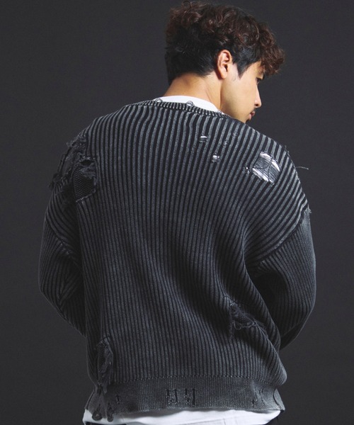 JACKROSE（ジャックローズ）の「B-TRS-Lips&Tongue-ダメージグランジニット（ニット/セーター・メンズ・ブラック/ブラック系2・M/L）」の10枚目の写真