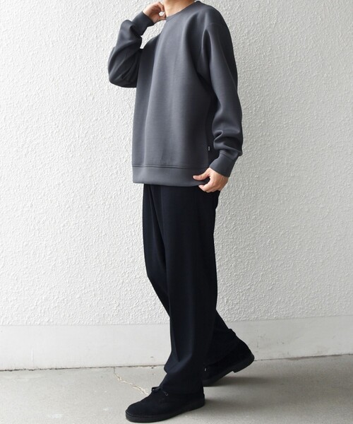 セール】SHIPS any:〈洗濯機可能〉カラー ダンボール クルーネック