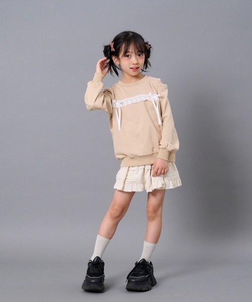 by LOVEiT（バイラビット）の「コール楊柳ティアードスカート（スカート・キッズ・アイボリー/ブラック/ブラウン・140cm/130cm/150cm/120cm/160cm）」の5枚目の写真