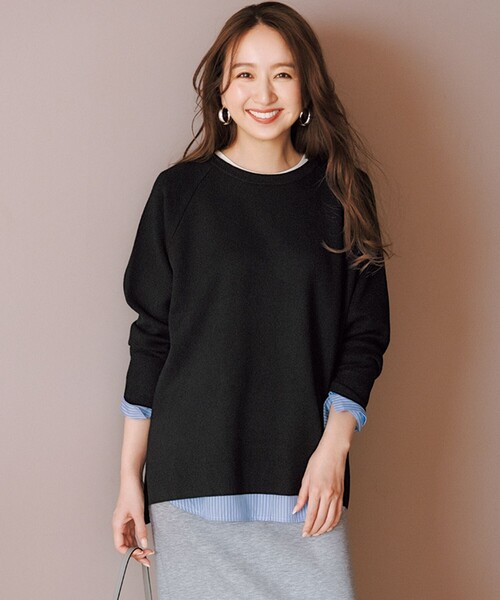 UNFILO(アンフィーロ)の「コットンカシミヤニット クルーネック(ニット/セーター・レディース・ライトグレー系/ベージュ系/ブラック系/ピンク系/グレー系・X-LARGE)」の2枚目の写真