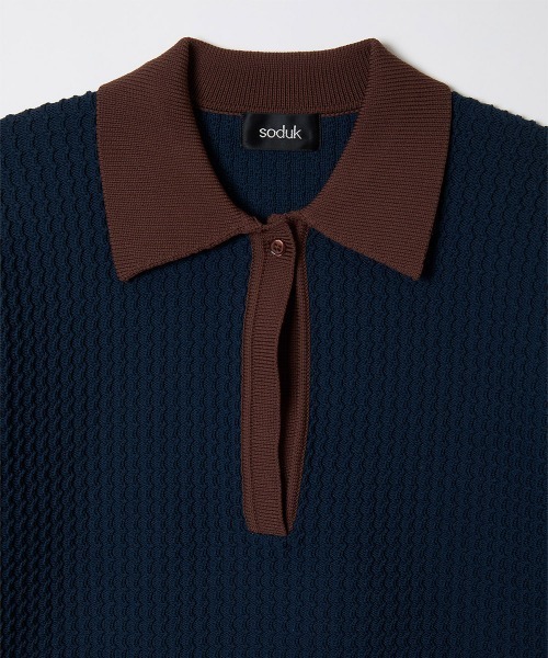 soduk(スドーク)の「knit polo top(ポロシャツ・レディース・ネイビー/グレー/ブラック・ONE SIZE)」の7枚目の写真