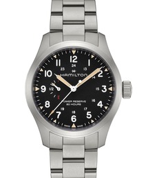 HAMILTON（ハミルトン）の「HAMILTON [ハミルトン] 腕時計 Khaki Field （カーキ フィールド） Power Reserve メカニカル 機械式 40MM ブラック×シルバー（アナログ腕時計・メンズ）」