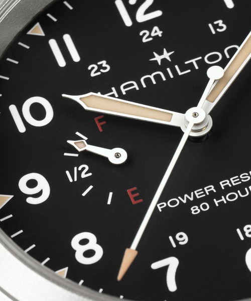 HAMILTON（ハミルトン）の「HAMILTON [ハミルトン] 腕時計 Khaki Field （カーキ フィールド） Power Reserve メカニカル 機械式 40MM ブラック×シルバー（アナログ腕時計・メンズ・ブラック・FREE）」の5枚目の写真