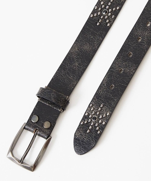 MK MICHEL KLEIN HOMME （エムケーミッシェルクランオム）の「クラックヴィンテージ スタッズベルト（ベルト・レディース・グレー/チャコールグレー・ONESIZE）」の6枚目の写真