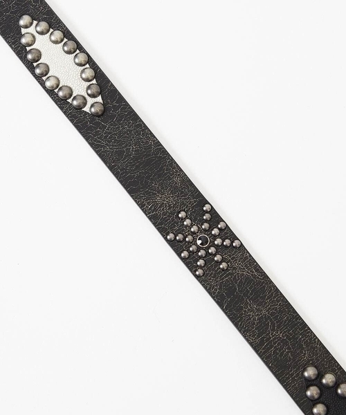 MK MICHEL KLEIN HOMME （エムケーミッシェルクランオム）の「クラックヴィンテージ スタッズベルト（ベルト・レディース・グレー/チャコールグレー・ONESIZE）」の7枚目の写真
